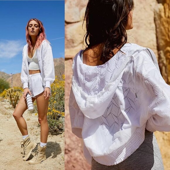 NWT Free‎ People White Salt Spray Jacket Retro Zip Size XS New With Tag Coat New - Picture 4 of 16